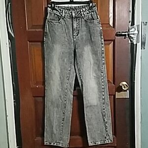 Le Lis Women's Gray And White High Waisted Straight leg Jeans, Size: Small/26
